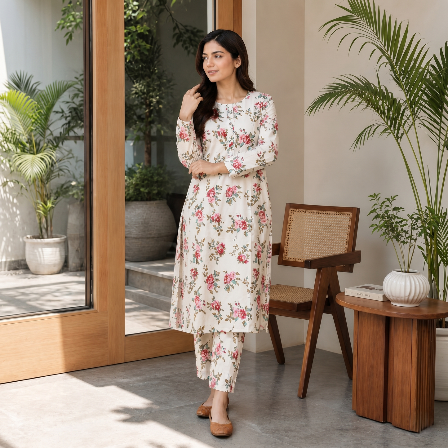 Elegant Floral Cotton 2-Piece Suit – Soft Summer Lawn Set | Casual & Festive Wear Size Standard