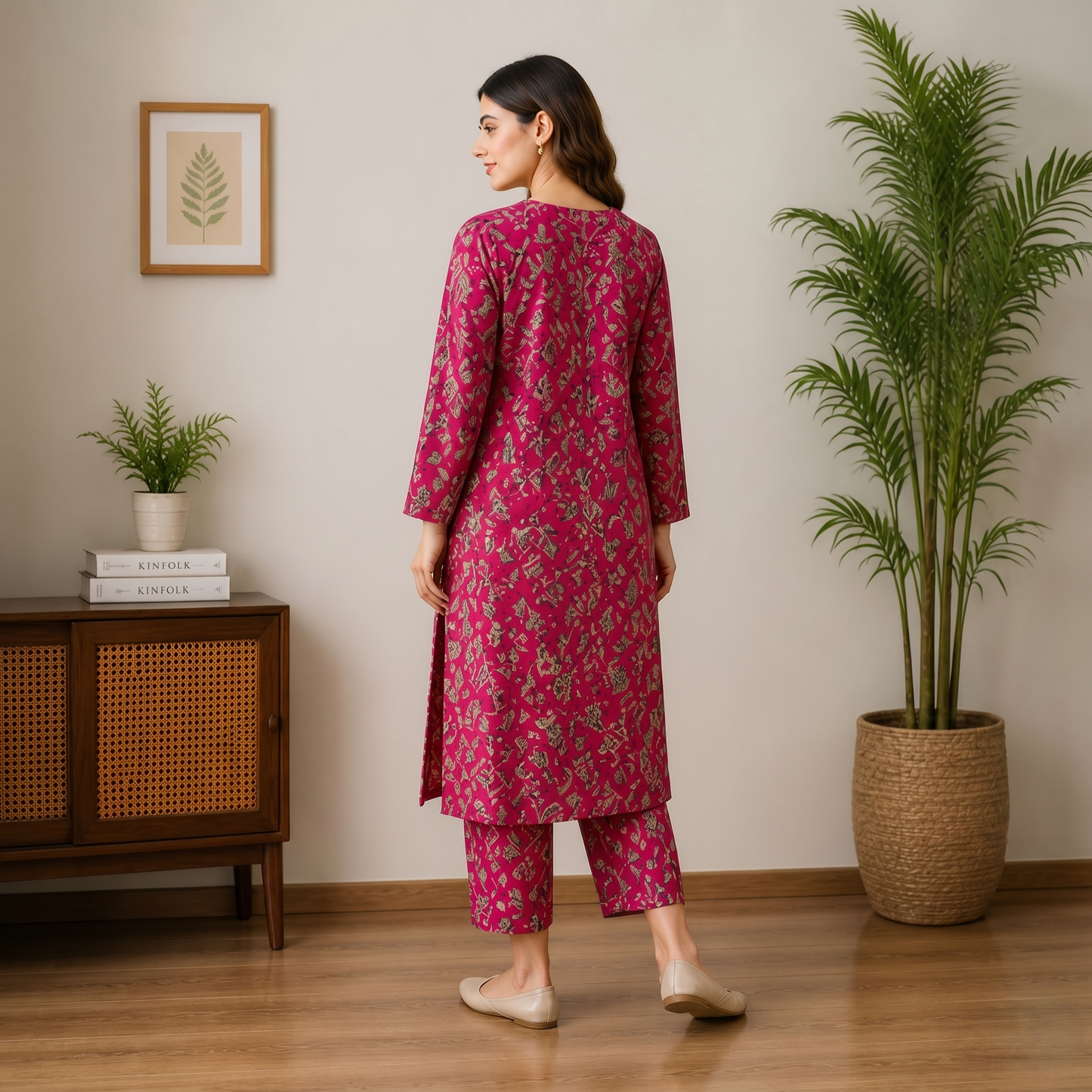 Ruby Red Printed Cotton 2-Piece Suit for Women – Elegant Ethnic Lawn Set | Festive & Casual Wear